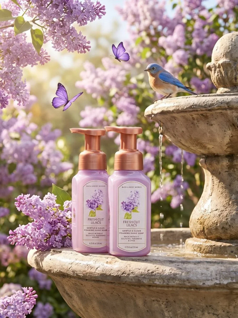 💜Bath & Body Works Gentle & Clean Foaming Hand Soap Fresh Cut Lilacs 8.75oz DUO